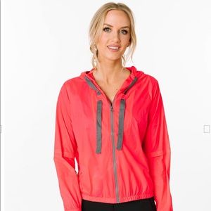 ZYIA Pink Hoodie Drawstring Light Windbreaker